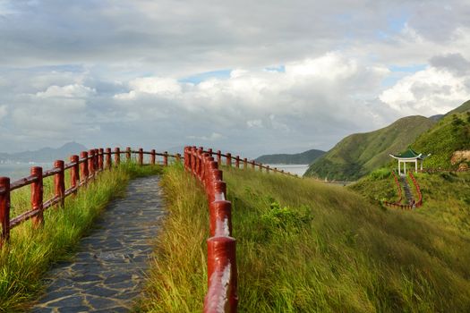 hiking path with pavillion