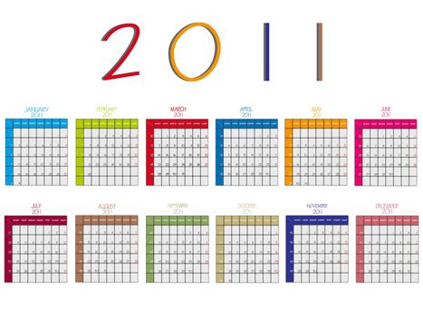 2011 calendar against white background, abstract vector art illustration