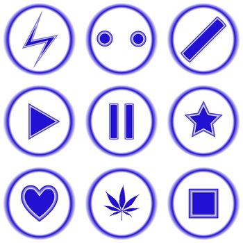 abstract blue icons against white background, vector art illustration