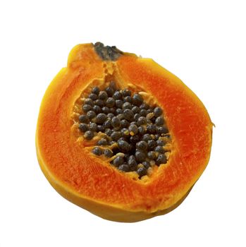 Closeup of fruit papaya, isolated over white background