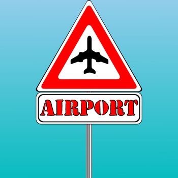 airport sign and blue sky background, abstract vector art illustration