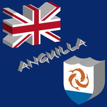 anguilla tridimensional flag, abstract vector art illustration