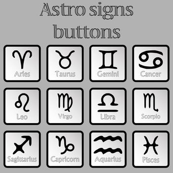 astro signs buttons, abstract vector art illustration