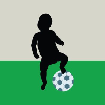 baby playing football, abstract vector art illustration