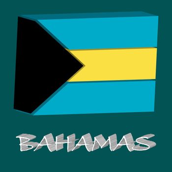 bahamas tridimensional flag, abstract vector art illustration