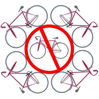bicicles not allowed here. Vector art illustration.