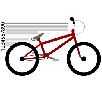 bicycle moving and bar code against white background, abstract vector art illustration