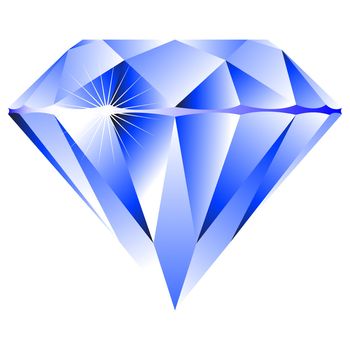 blue diamond isolated on white background, abstract vector art illustration