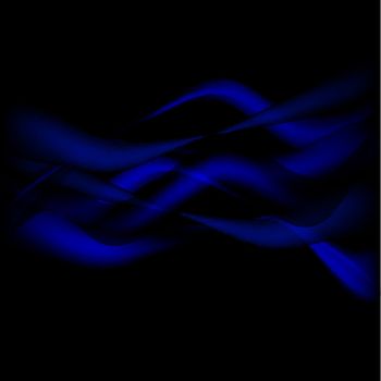blue energy waves against black background, abstract vector artillustration