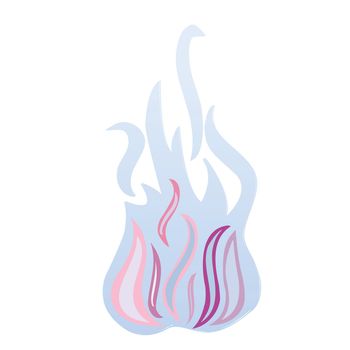 blue flames isolated on white, vector illustration