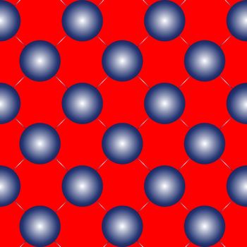 blue spheres on red seamless pattern, vector art illustration