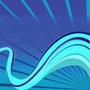 blue waves vector, abstract drawing; vector art illustration