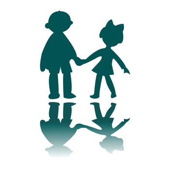 boy and girl blue silhouettes, vector art illustration, for more drawings please visit my gallery