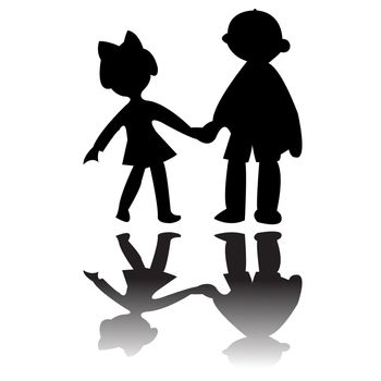 boy and girl silhouettes, vector art illustration; more drawings in my gallery
