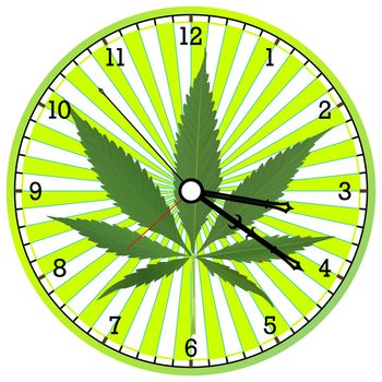cannabis clock, abstract vector art illustration