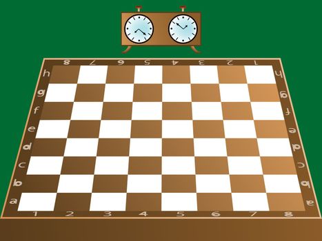 chess board and clock, abstract vector art illustration