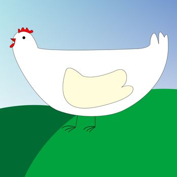 drawing of a chicken, vector art illustration; you can see more animal and bird drawings in my gallery.