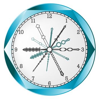 clock abstract, isolated on white background; vector art illustration