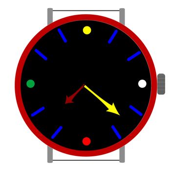 clock in colors, vector art illustration, more clocks in my gallery