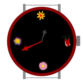 clock with flowers, vector art illustration; more drawings in my gallery