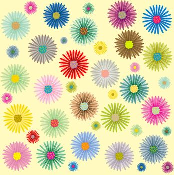 colored flowers pattern, vector art illustration; more patterns in my gallery