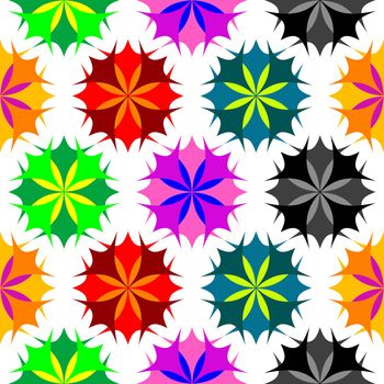 colored flowers seamless pattern, vector art illustration