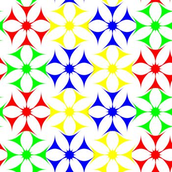 colored flowers seamless pattern, vector art illustration