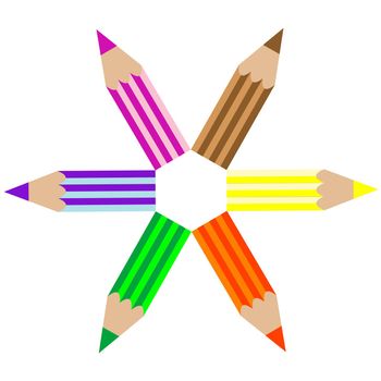 colored pencils, vector art illustration