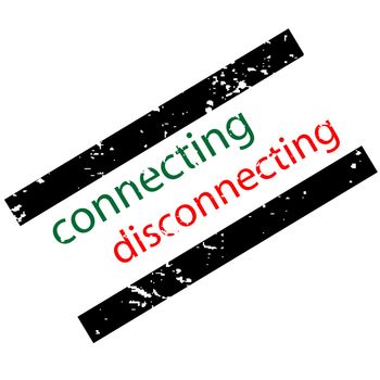 connecting disconnecting concept, vector stamp