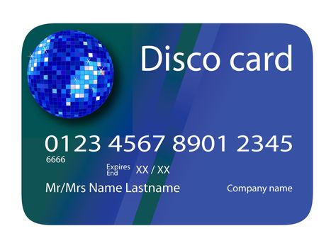 credit card disco blue, vector art illustration; more credit cards in my gallery