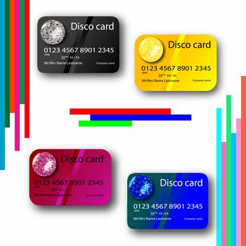 credit card disco collection, abstract art illustration