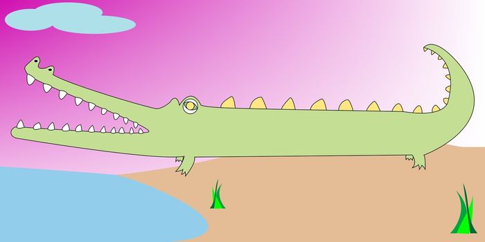Cartoon of a crocodile, vector art illustration.
More cartoons in my gallery.