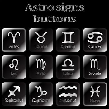 dark astro sign buttons, abstract vector art illustration