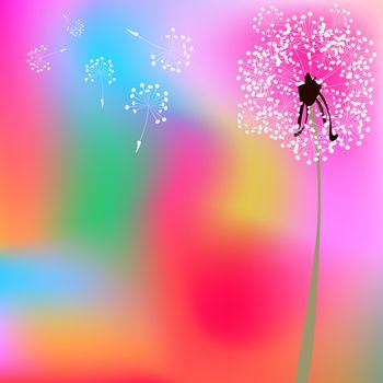 dandelion composition, abstract vector art illustration