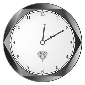 diamond clock against white background, abstract vector art illustration