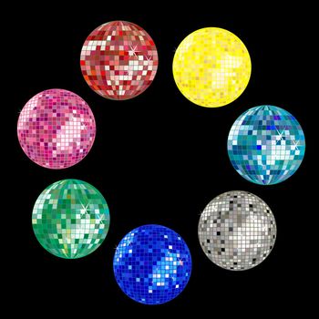 disco ball collection, vector art illustration