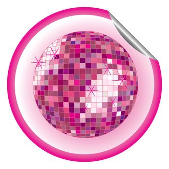 disco ball purple sticker, vector art illustration