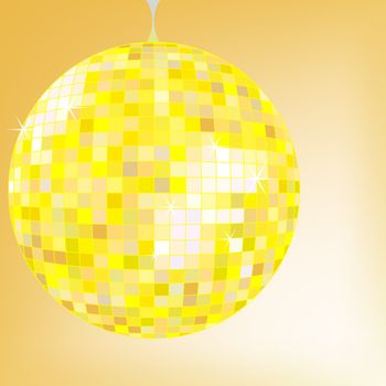 disco ball yellow, vector art illustration; more disco balls in my gallery