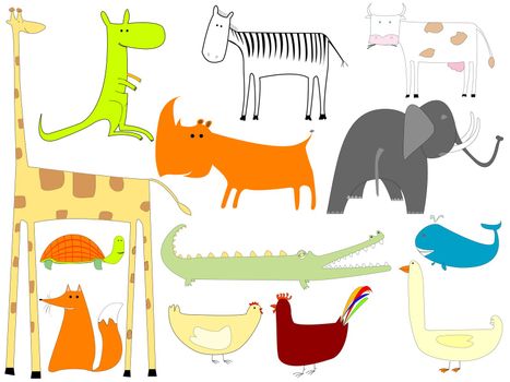 drawing of animals isolated on white background, art illustration, for vector format please visit my gallery