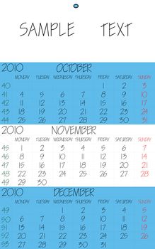 english calendar 2010 november, abstract vector art illustration