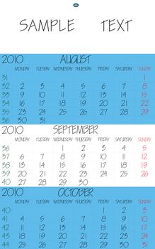 english calendar 2010 september, abstract vector art illustration