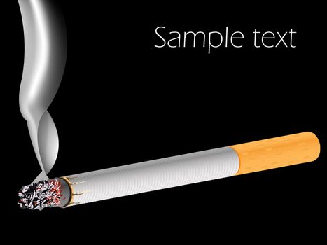 filter cigarette against black background, abstract vector art illustration