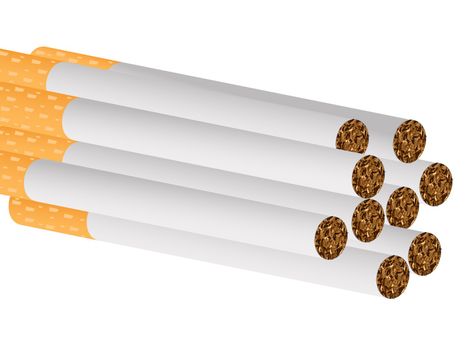 filter cigarettes against white background, abstract vector art illustration