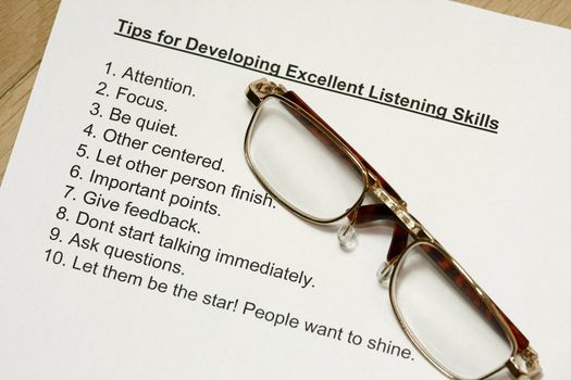 Tips for developing excellent listening skills concept.