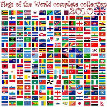 flags of the world against white background, abstract vector art illustration