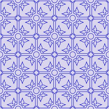 floral seamless blue pattern, abstract texture; vector art illustration