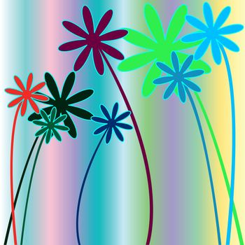 flowers and stripes, vector art illustration