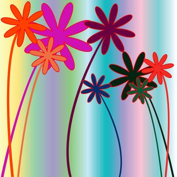 flowers and stripes, vector art illustration