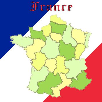 france map over national colors, abstract vector art illustration