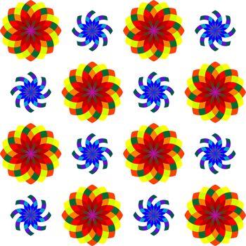 geometric seamless flowers pattern, vector art illustration